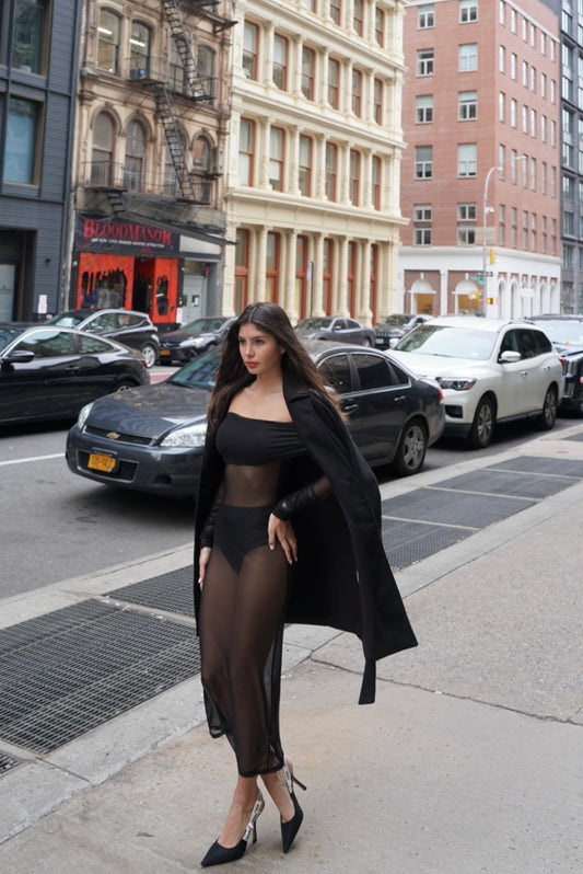 Resort Mesh Dress + panty - Negro