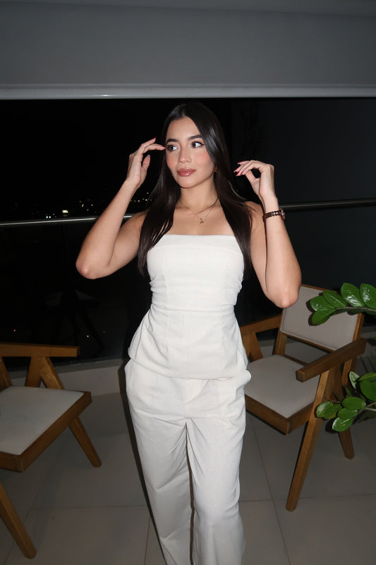 La dolce vita linen set - beige